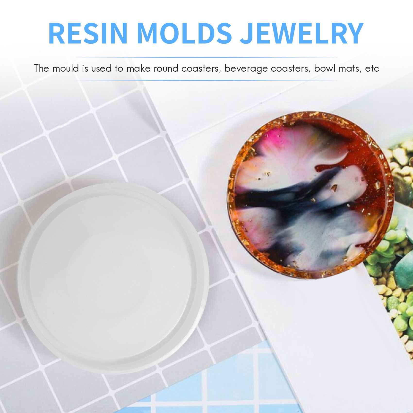 ABQR 4 عبوات كبيرة من قوالب ال - مراجعة Coaster Mold Round وسعره
